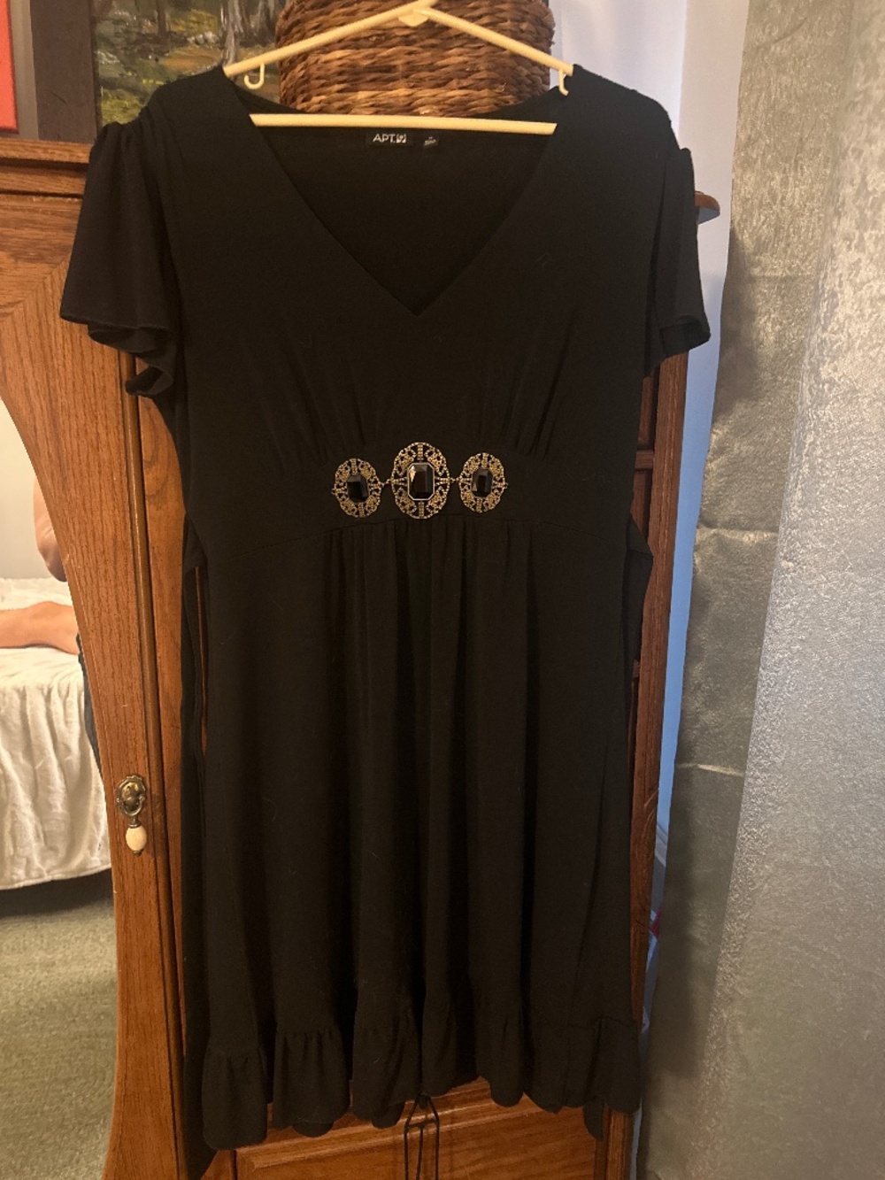 Black dress with gold and black